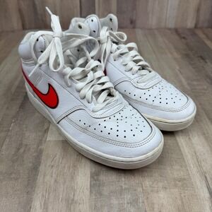 Nike Women's 8 Court Vision Lo Shoes White/Pink Leather CD5436-102